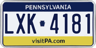 PA license plate LXK4181