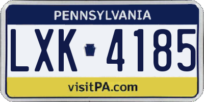 PA license plate LXK4185