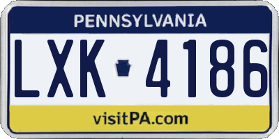 PA license plate LXK4186