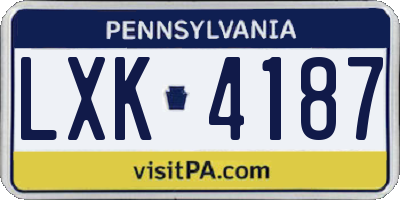 PA license plate LXK4187