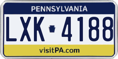 PA license plate LXK4188