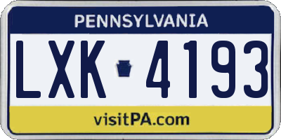 PA license plate LXK4193