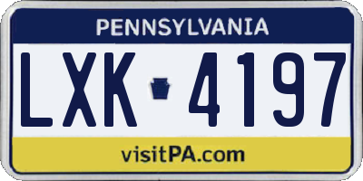 PA license plate LXK4197