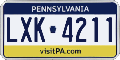 PA license plate LXK4211