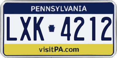 PA license plate LXK4212