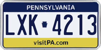 PA license plate LXK4213