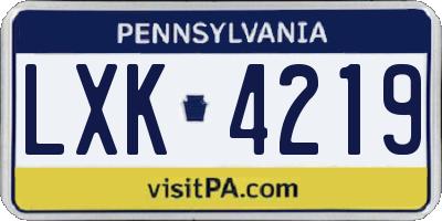 PA license plate LXK4219