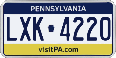 PA license plate LXK4220
