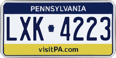 PA license plate LXK4223