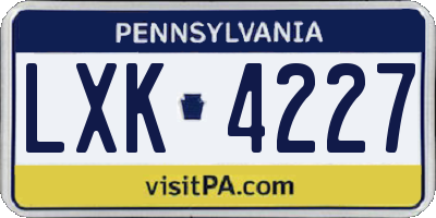 PA license plate LXK4227
