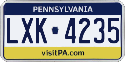 PA license plate LXK4235