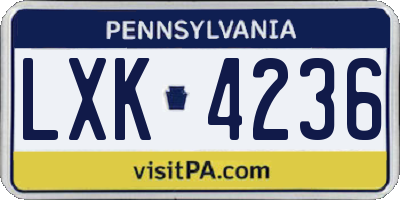 PA license plate LXK4236