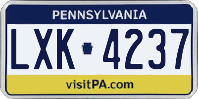 PA license plate LXK4237