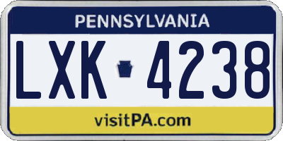 PA license plate LXK4238