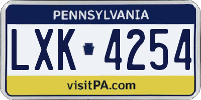 PA license plate LXK4254