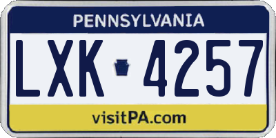PA license plate LXK4257