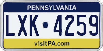 PA license plate LXK4259