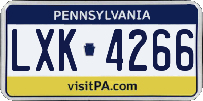 PA license plate LXK4266