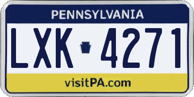PA license plate LXK4271