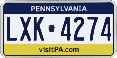 PA license plate LXK4274