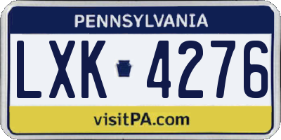 PA license plate LXK4276