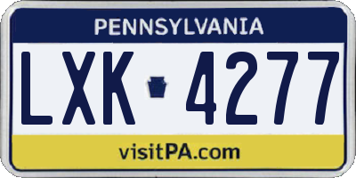 PA license plate LXK4277