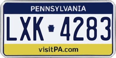 PA license plate LXK4283