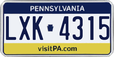 PA license plate LXK4315