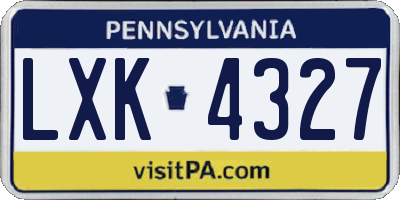 PA license plate LXK4327