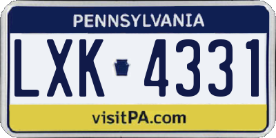 PA license plate LXK4331