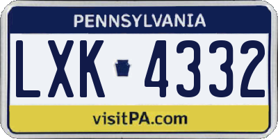 PA license plate LXK4332