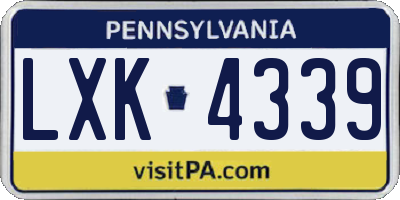 PA license plate LXK4339