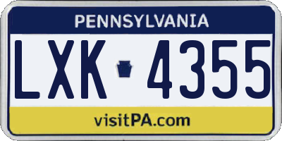 PA license plate LXK4355