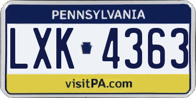 PA license plate LXK4363