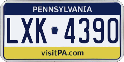PA license plate LXK4390