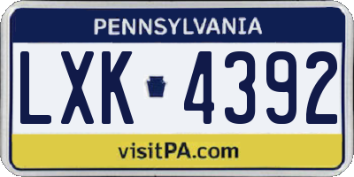 PA license plate LXK4392