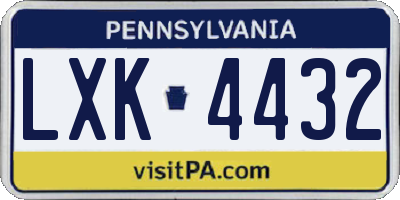 PA license plate LXK4432