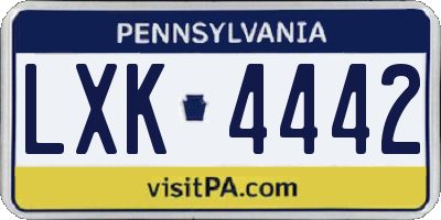 PA license plate LXK4442