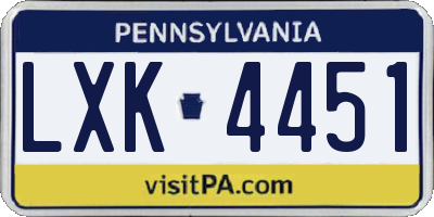PA license plate LXK4451