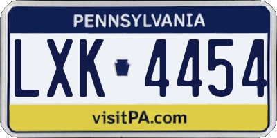 PA license plate LXK4454