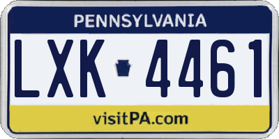 PA license plate LXK4461