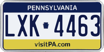 PA license plate LXK4463