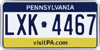 PA license plate LXK4467