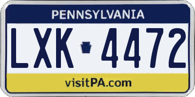 PA license plate LXK4472