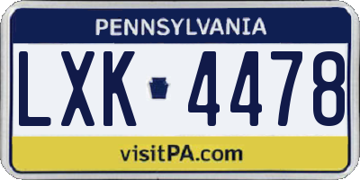 PA license plate LXK4478