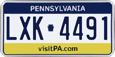 PA license plate LXK4491