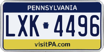 PA license plate LXK4496