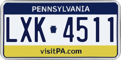 PA license plate LXK4511