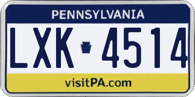 PA license plate LXK4514