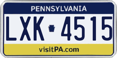PA license plate LXK4515